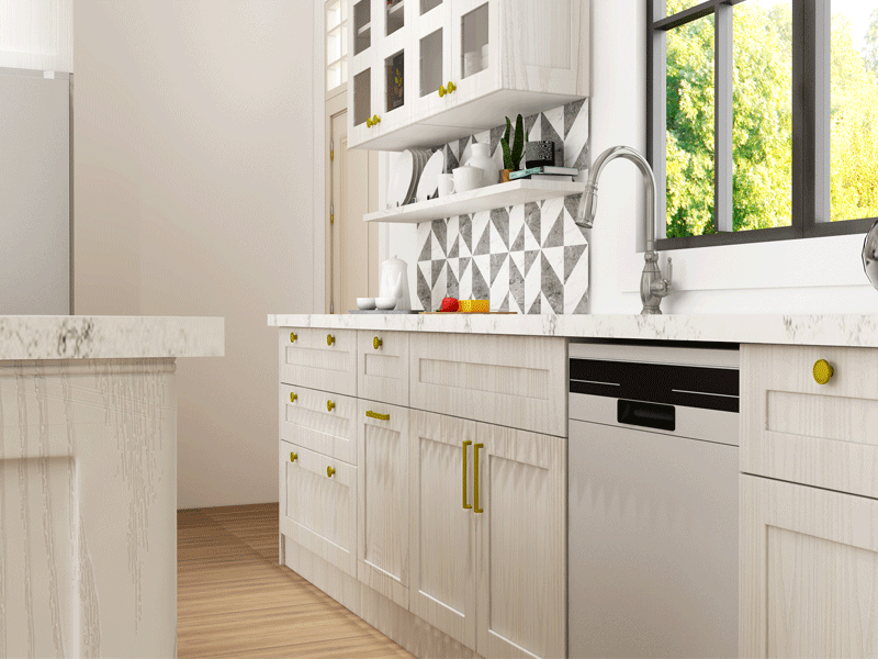 White Thermofoil Kitchen Cabinet Doors White color PVC Thermofoil Shaker Style door Kitchen