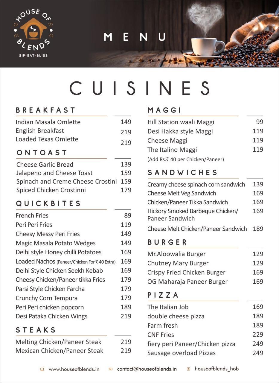 House of Blends Menu