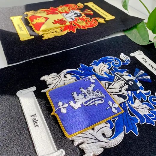 Rue Embroidered Coat of Arms and History Gold