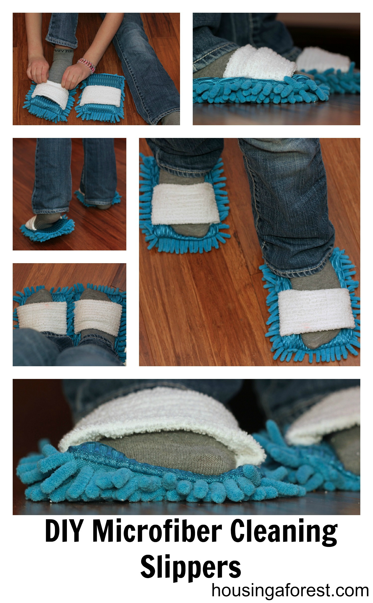 DIY Microfiber Cleaning Slippers Housing a Forest