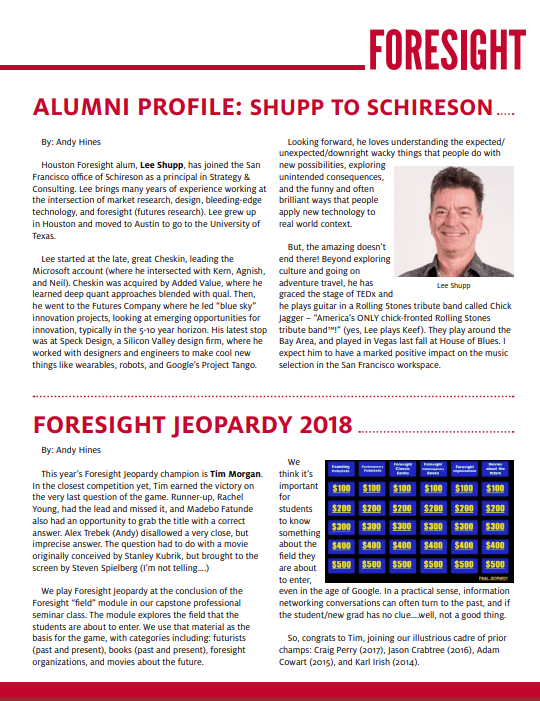 Houston Foresight Spring 2018 Newsletter Houston Foresight
