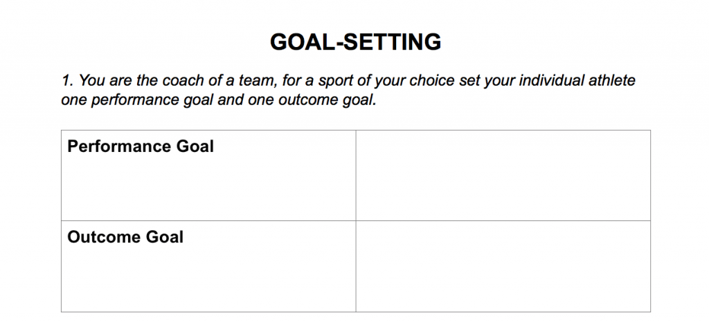 Athlete Goal Setting Worksheets