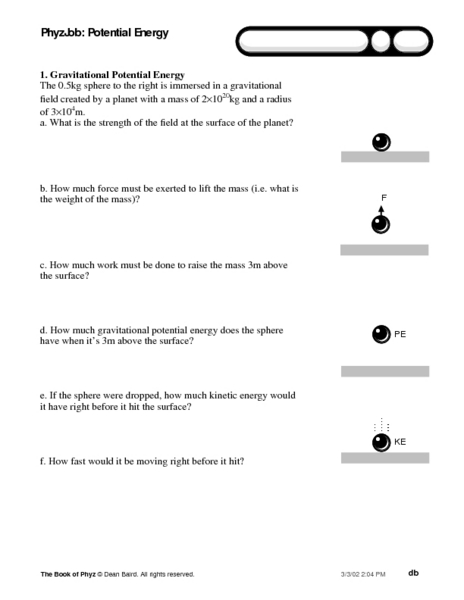 Kinetic And Potential Energy Worksheet With Answers | Free Worksheets