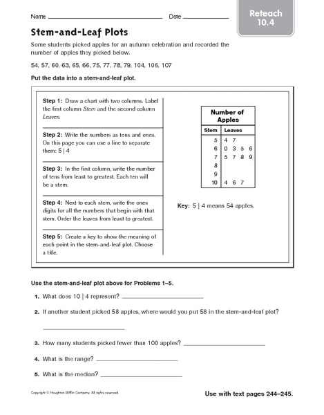 Stem And Leaf Plot Worksheets 4th Grade