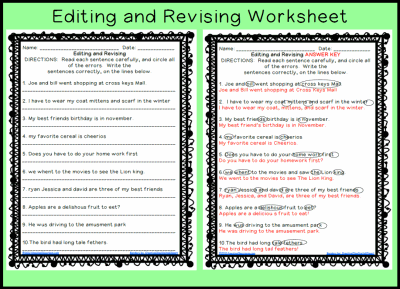 Printable Editing Worksheets