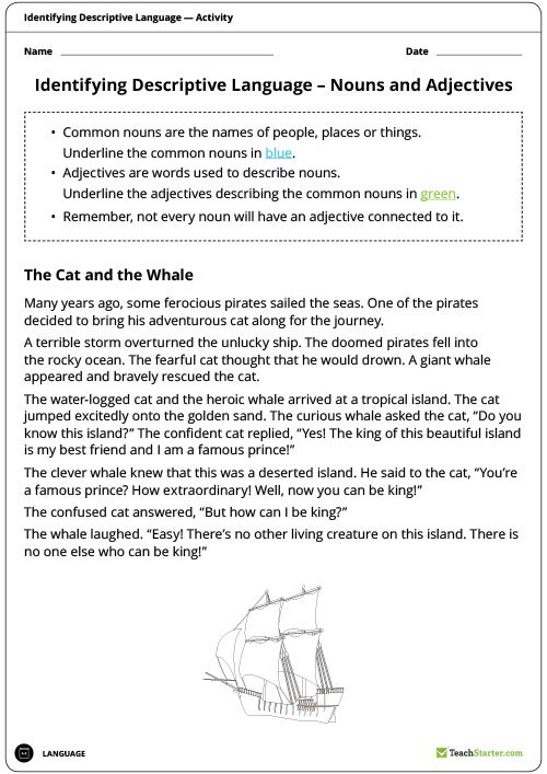 Identifying Descriptive Language Worksheets Free Worksheets Samples