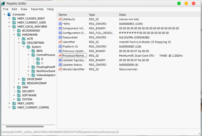 How to change / spoof processor name on a windows PC