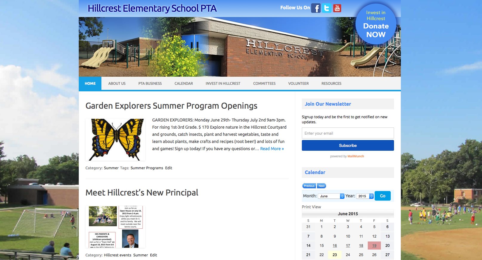 Hillcrest Elementary PTA site Hover Communications