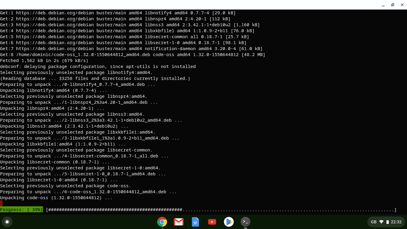 Installing CommunityBuilt VS Code on a Chromebook