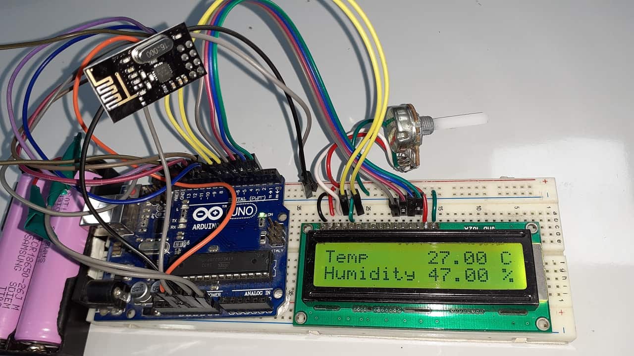 nRF24L01 based Wireless Temperature Monitoring with DHT11 Arduino