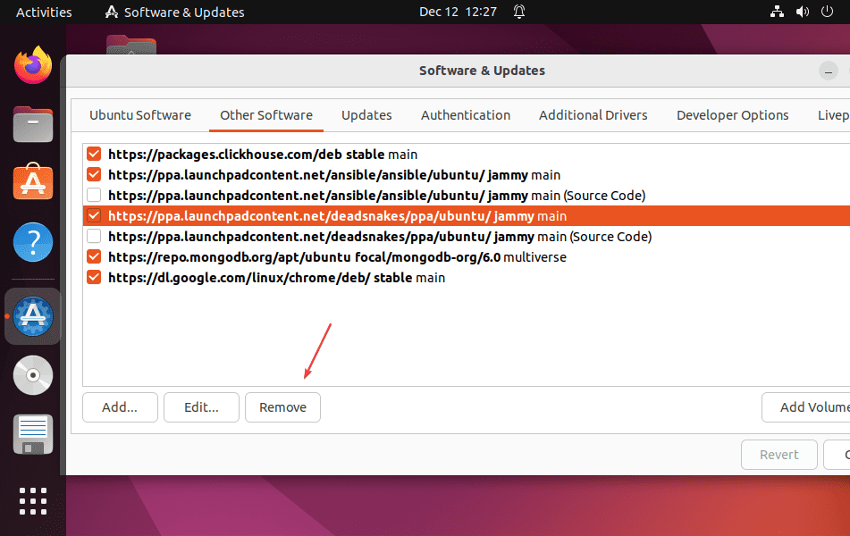 How to remove PPA using Ubuntu GUI Software Updater