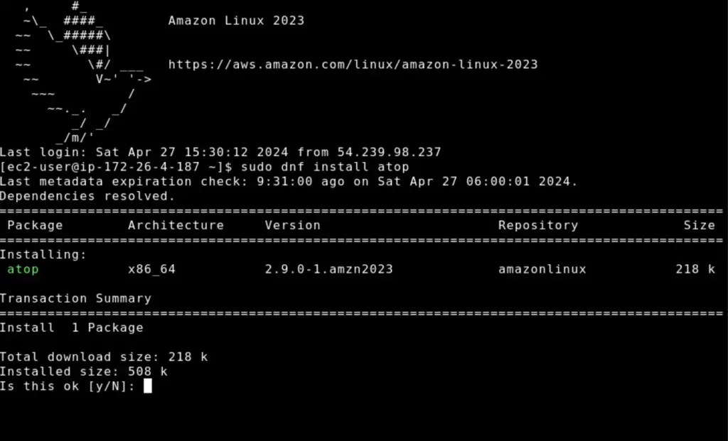 Installing the Atop tool in Amazon Linux 2023 for Monitoring Linux Shout