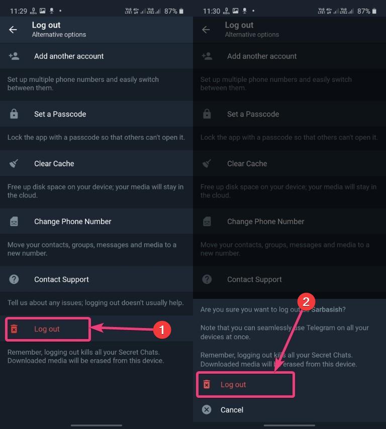 How to add multiple accounts to Telegram, and remove certain accounts