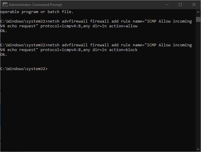 How to allow Windows 10 ping through firewall GUI, PowerShell netsh