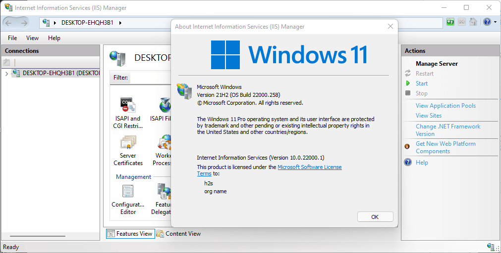 Use Command Line To Enable Iis Web Server On Windows 11 H2s Media