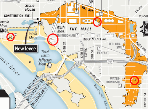 Dc Flood Zone Map National Mall Flood Plan - Twelve Mile Circle - An Appreciation Of Unusual Places