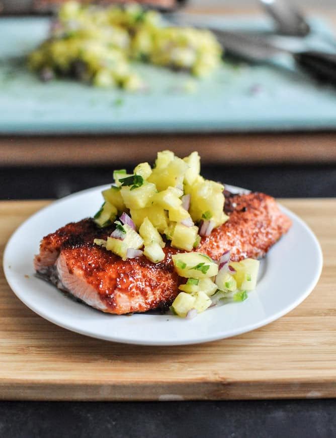 BBQ Spiced Salmon with Pineapple Jalapeño Salsa