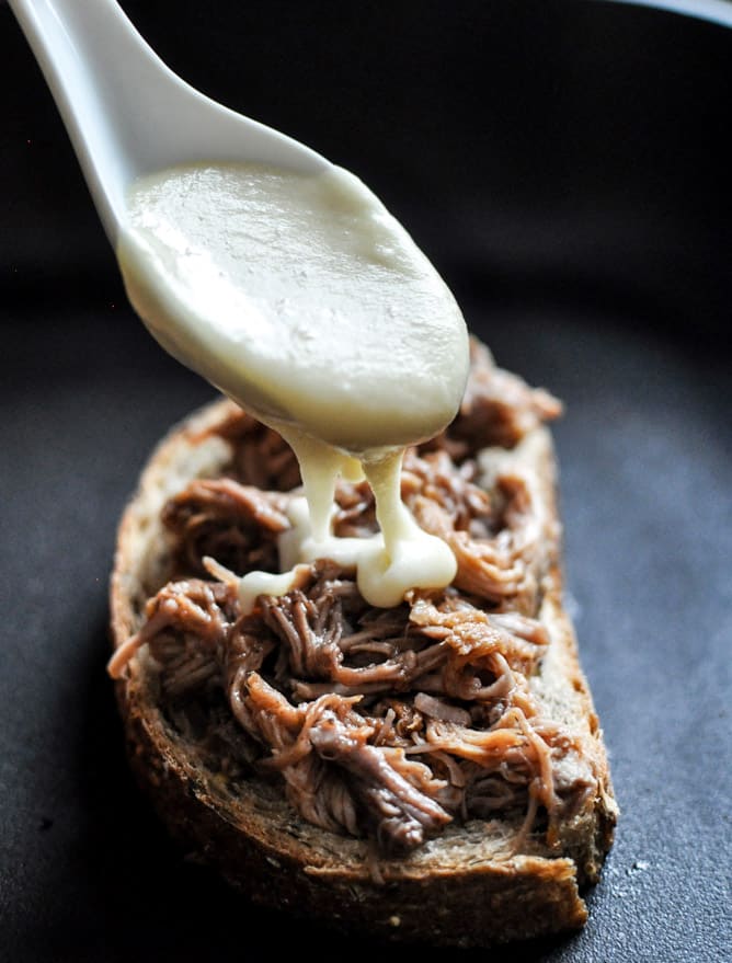 Crockpot Pulled Pork + Beer Cheese Grilled Cheese Sandwiches