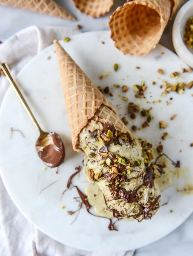 Pistachio Ice Cream with Nutella Fudge Swirls. How Sweet Eats