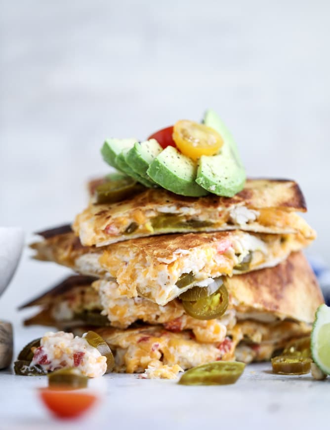 Pimento Cheese Chicken Quesadillas with Jalapeños. How Sweet Eats