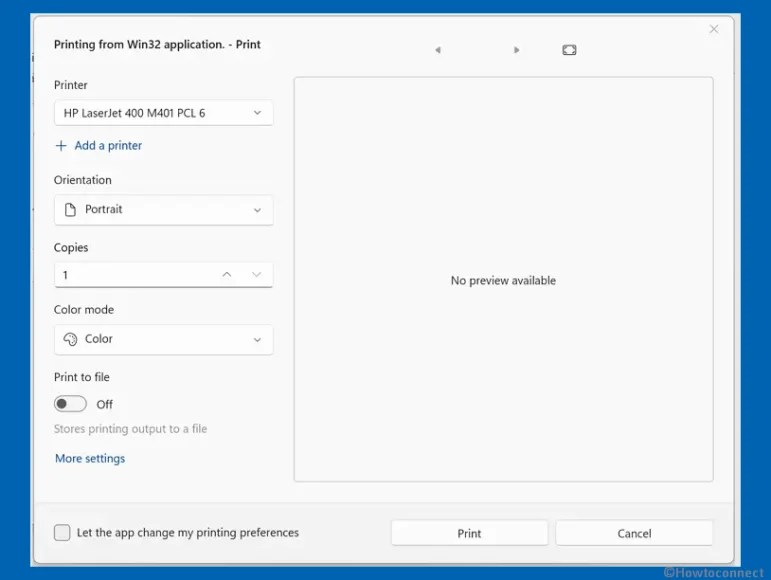 Fix Printing from Win32 application No preview available in Windows 11
