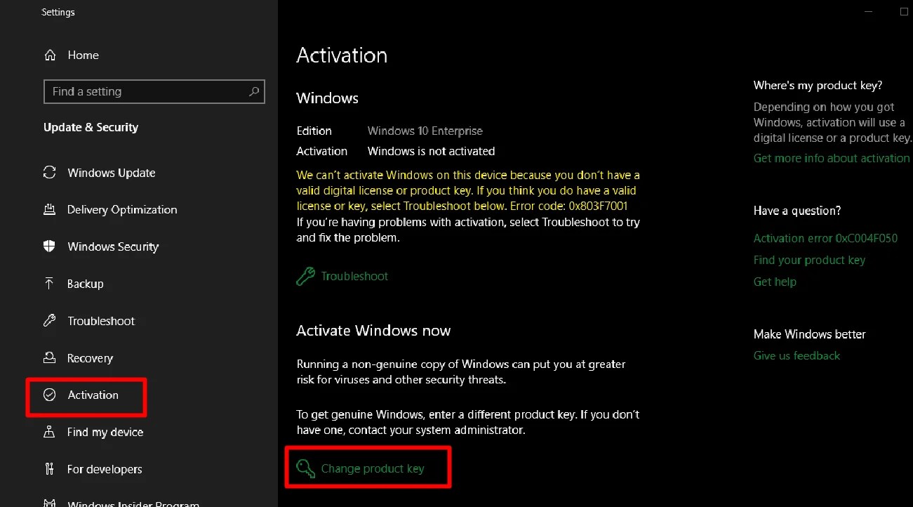 Fix Activation "Error Code 0x803f7001" in Windows 11 or 10 (Solved!)