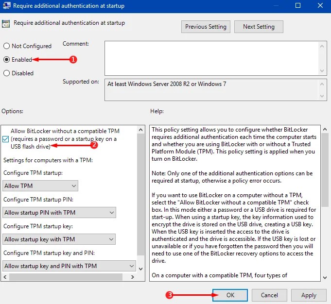 How to Allow BitLocker Without a Compatible TPM in Windows 10