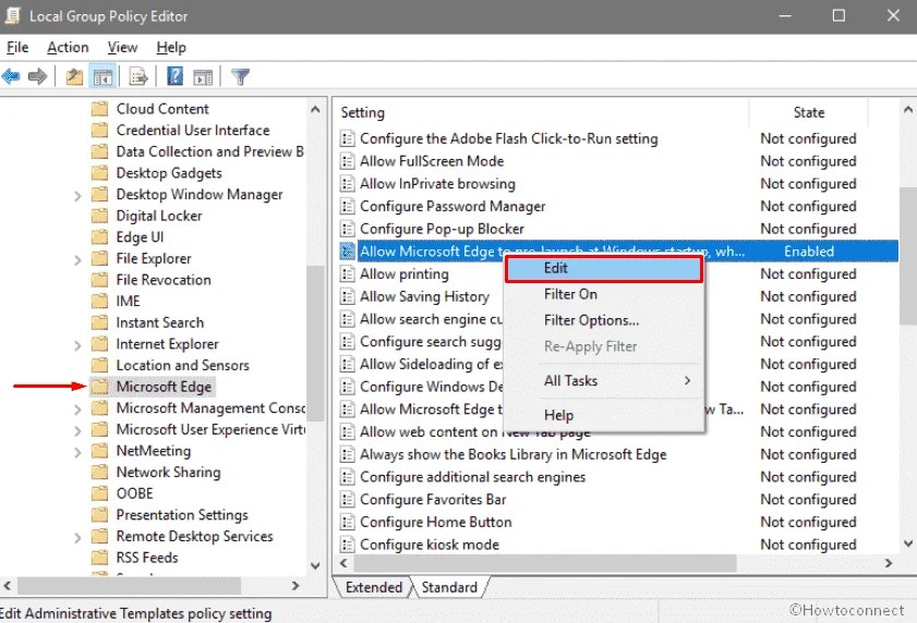 How to disable microsoft edge from startup faloeasy