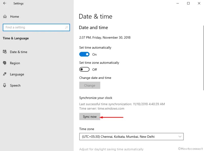How to Manually Sync Clock with Time Server in Windows 10