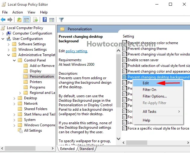 How to Prevent Users Changing Desktop Background in Windows 10