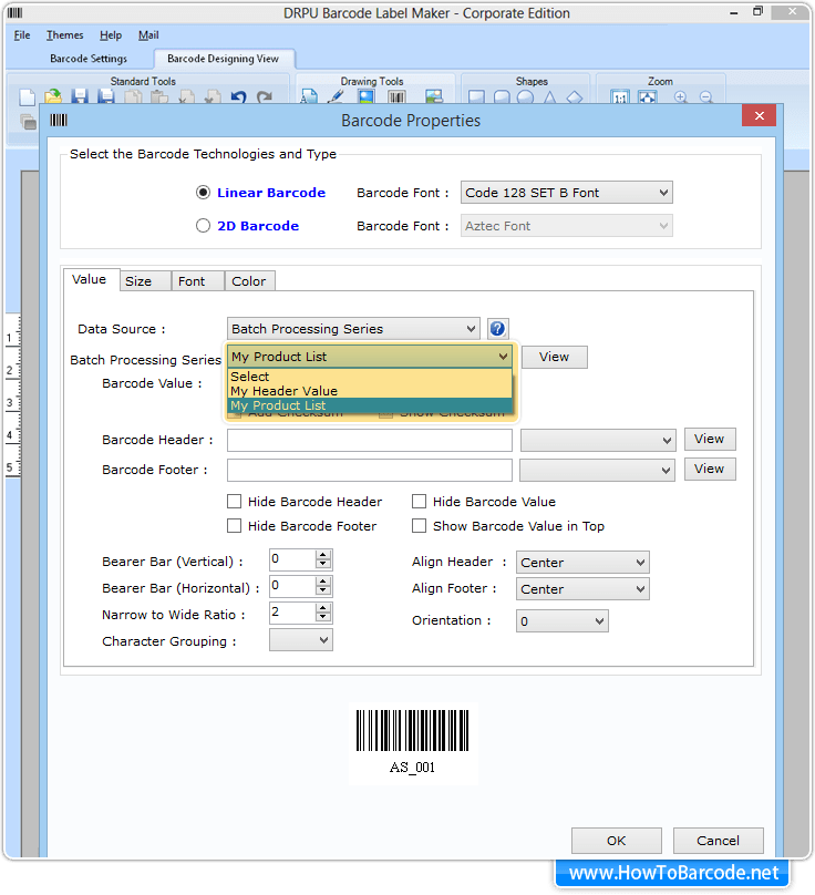 Batch Processing with barcode designing view HowToBarcode