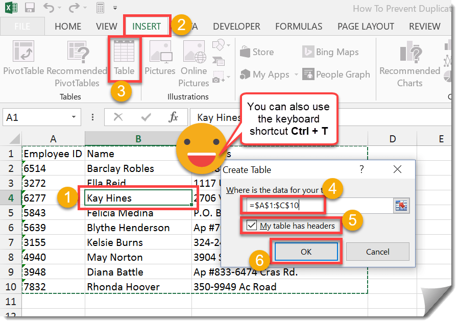 Step 001 Introduction To Excel Tables Creating A Table How To Excel