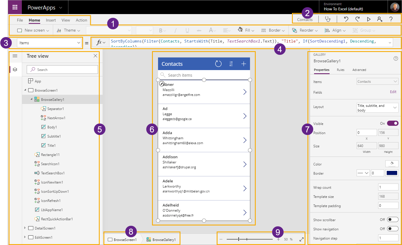 PowerApps Builder UI How To Excel