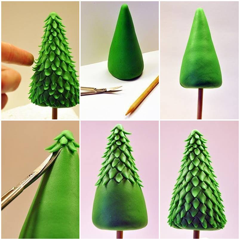 How to make Clay Christmas Tree step by step DIY tutorial instructions