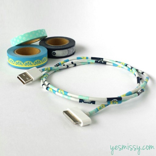 How to make DIY Washi tape USB power cord decoration step