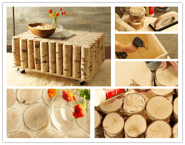 How to build a DIY birch log coffee table step by step
