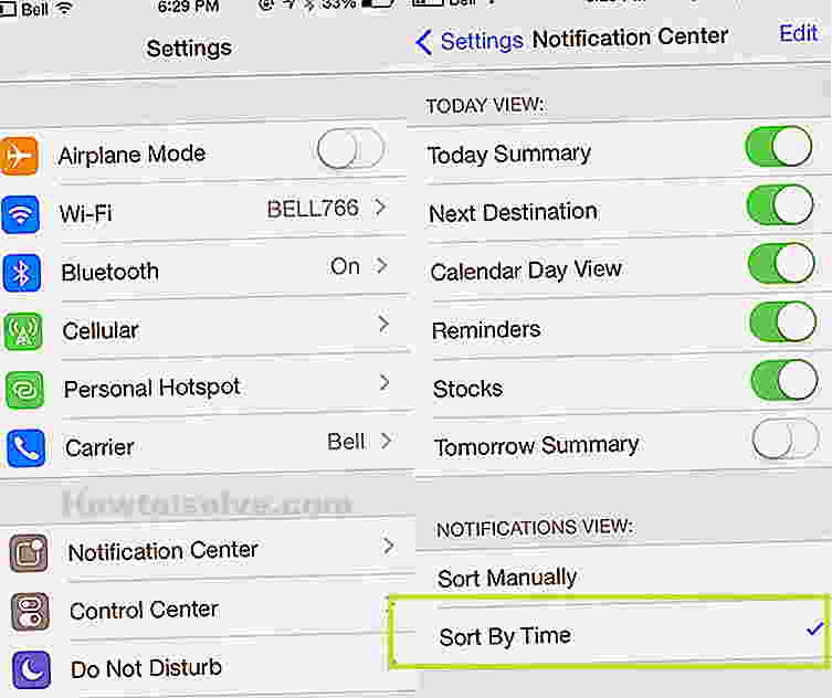 How to short and manage iPhone notification in Notification center