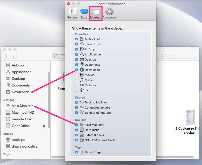 How to Manage Customize Finder sidebar on Mac OS X