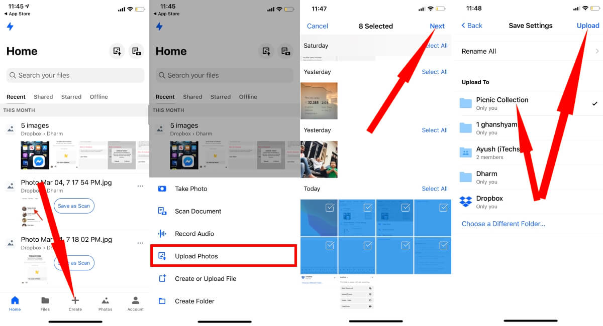 How to Upload Selected Photos in Dropbox Manually on iPhone, iPad