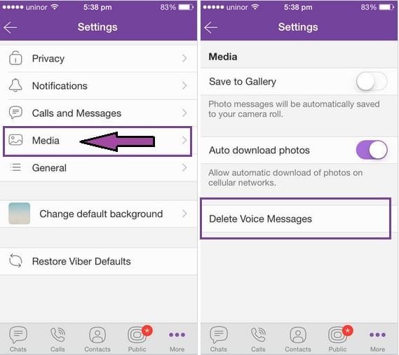 How to delete voice message in Viber iPhone app iOS