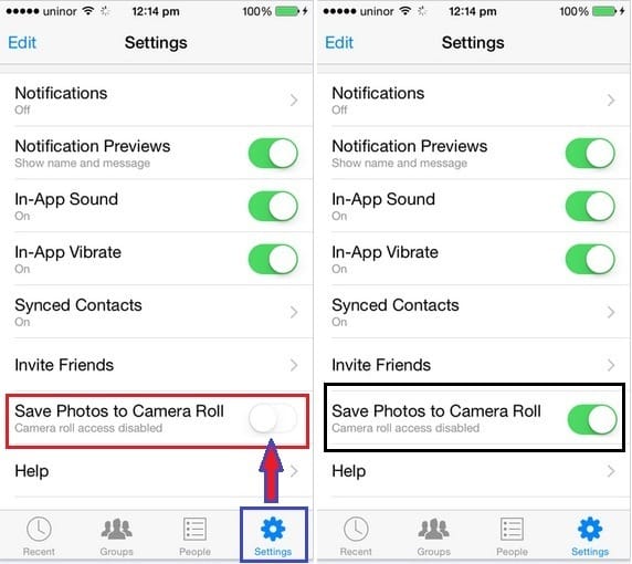How to turn on auto save Photo FB messenger on iPhone