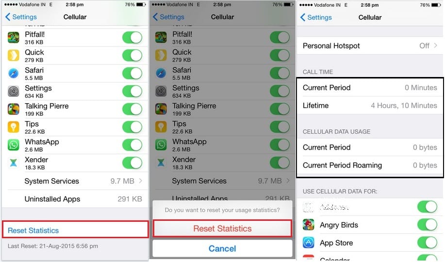 Reset Cellular Data Usage on iPhone and iPadiOS 11/ iOS 10