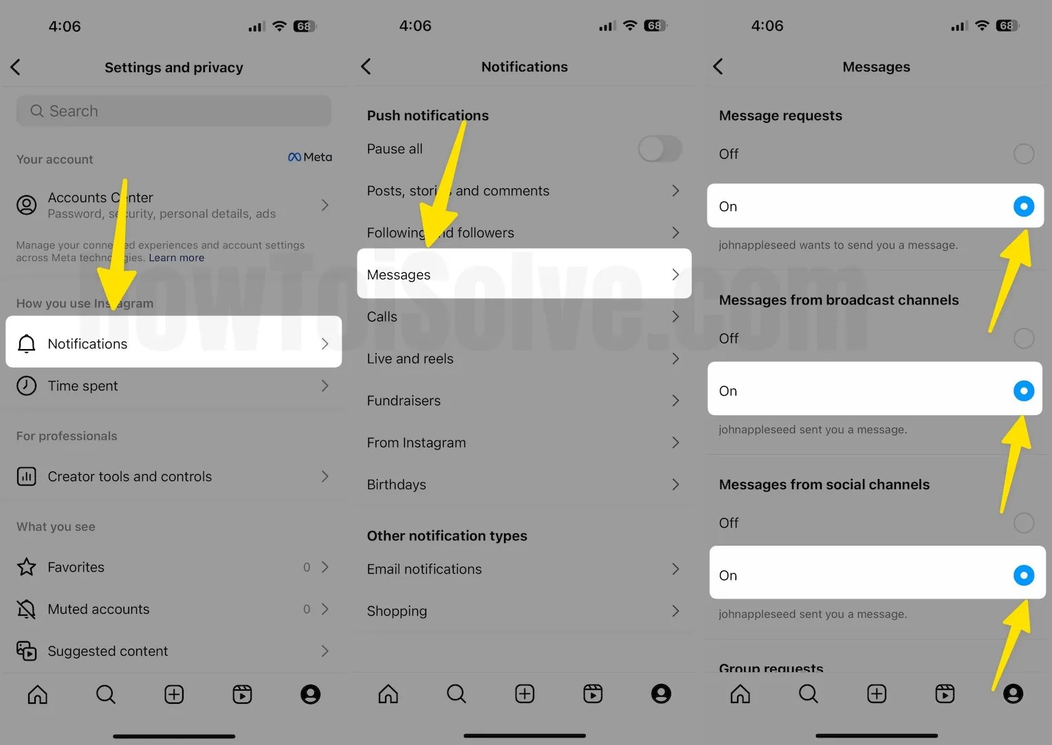 How to Turn on Instagram Notifications on iPhone (iOS 17.4.1) in 2024
