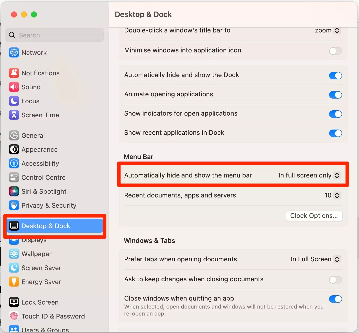 How to Always Show the Menu Bar in FullScreen Mode on Mac (Sequoia/Sonoma)