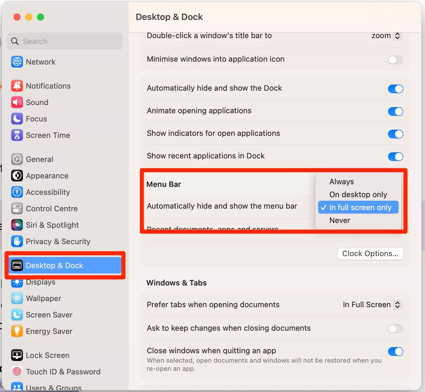 How to Always Show the Menu Bar in FullScreen Mode on Mac (Sequoia/Sonoma)