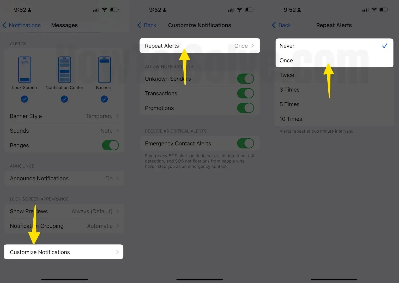 How to Turn Off Repeated Text Message Alerts on iPhone (15, 14)