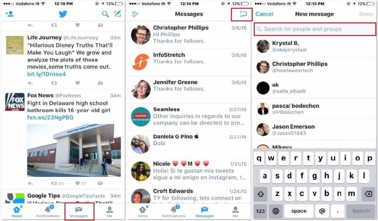 How to send direct message on Twitter iPhone, iPad app
