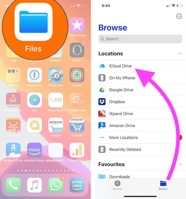 Enable/Disable Access of iCloud Drive Files on iPhone, iPad Files App