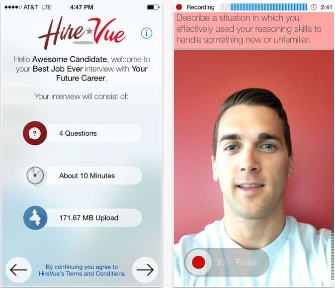 Face to Face interview on iPhone app or Web Online Selection