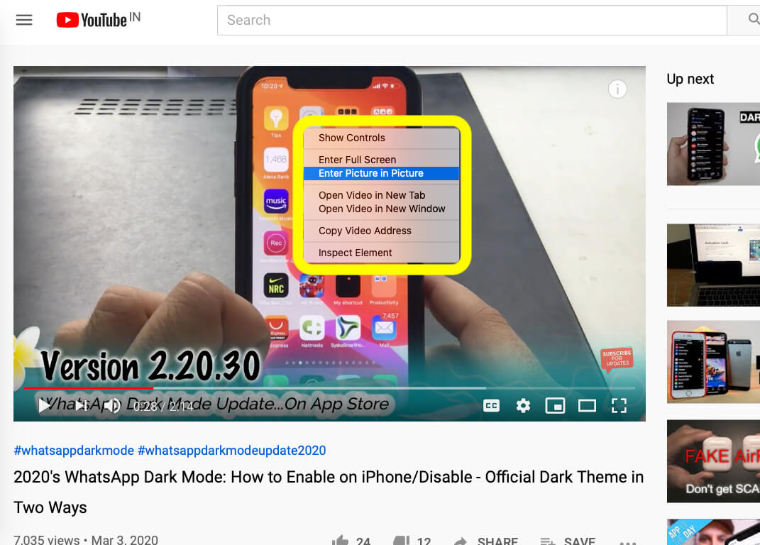 How to Enable Picture in Picture for YouTube on MacBook, Mac 2020